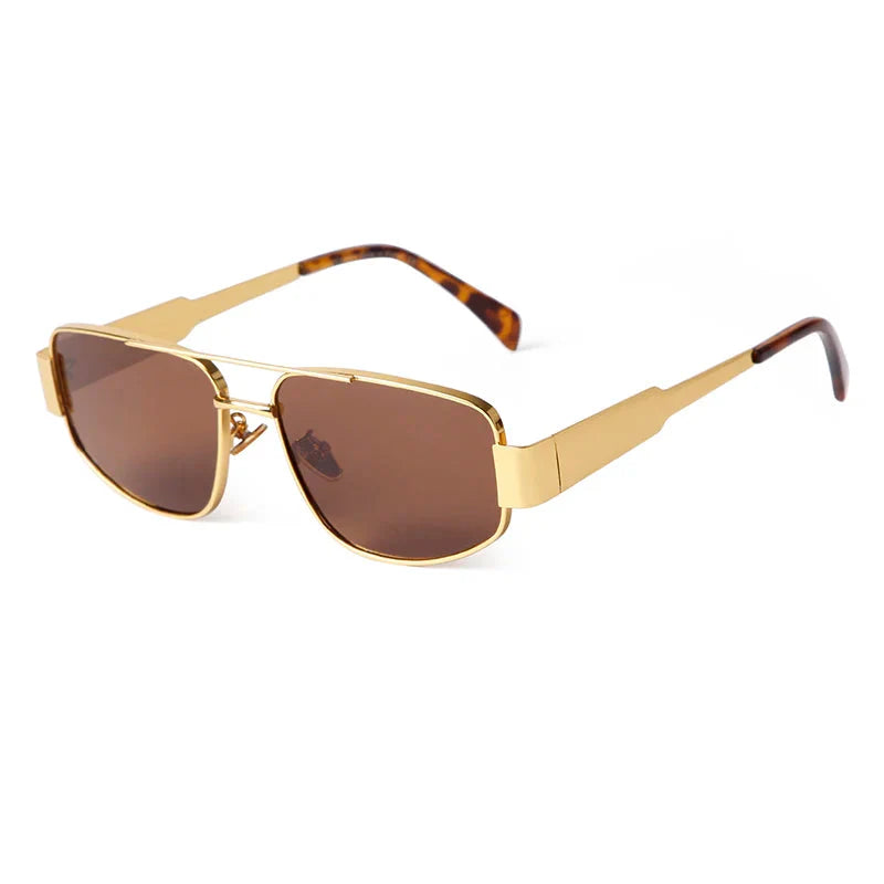 Woman wearing Blumenau luxury wood sunglasses with UV400 gradient lenses on dark premium background